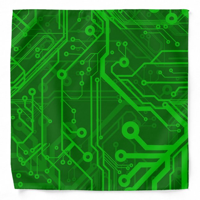 Green Printed Circuit Board Pattern Bandana (Front)