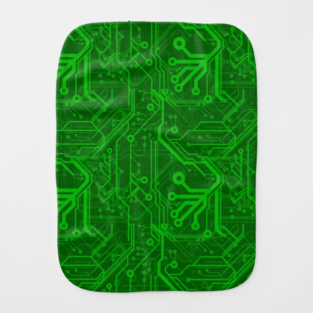 Green Printed Circuit Board Pattern Burp Cloth (Front)
