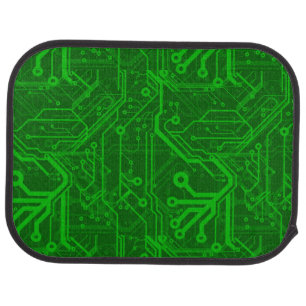 Green Printed Circuit Board Pattern Car Mat