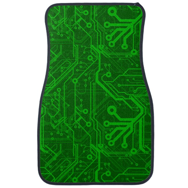 Green Printed Circuit Board Pattern Car Mat (Front)
