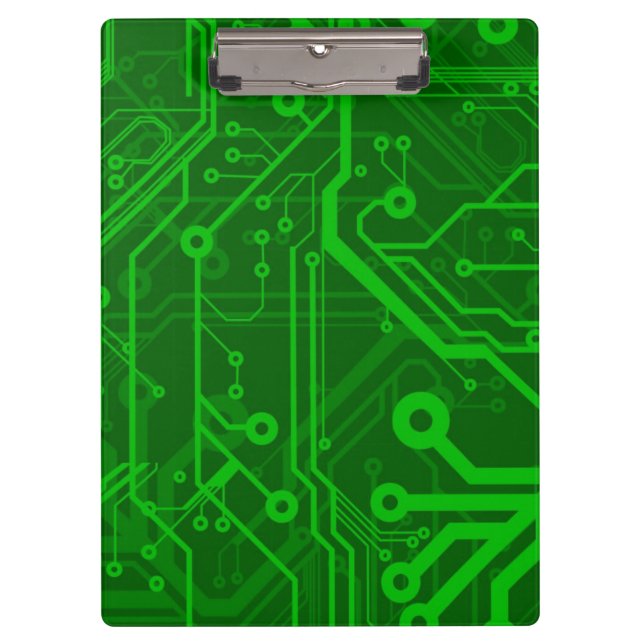Green Printed Circuit Board Pattern Clipboard (Front)