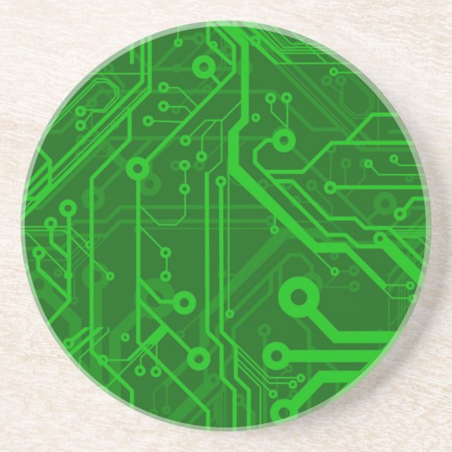 Green Printed Circuit Board Pattern Coaster (Front)