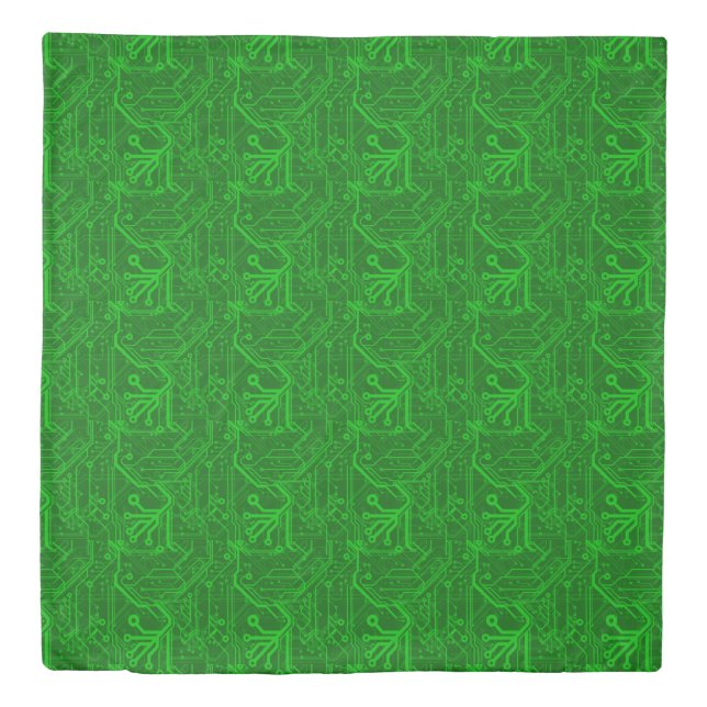 Green Printed Circuit Board Pattern Duvet Cover (Front)