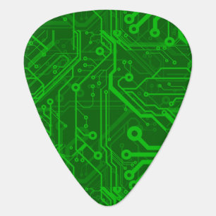Green Printed Circuit Board Pattern Guitar Pick