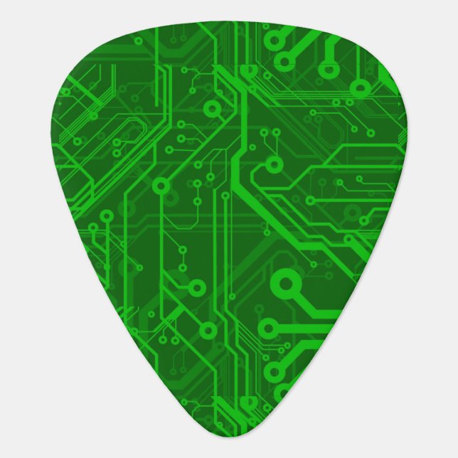 Green Printed Circuit Board Pattern Guitar Pick (Front)