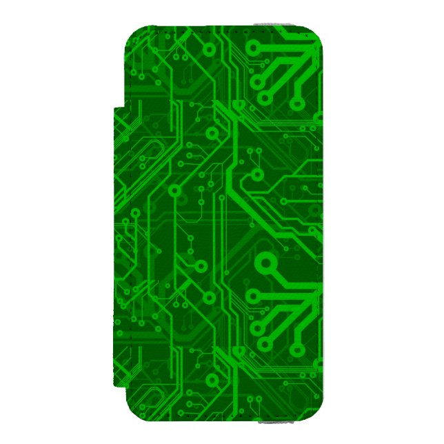 Green Printed Circuit Board Pattern Incipio iPhone Wallet Case (Folio Front)