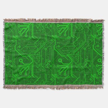 Green Printed Circuit Board Pattern Throw Blanket by boutiquey at Zazzle