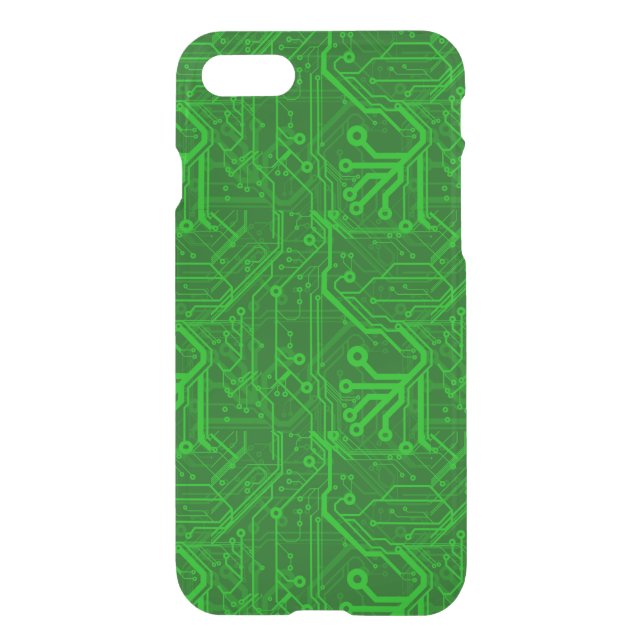 Green Printed Circuit Board Pattern Uncommon iPhone Case (Back)