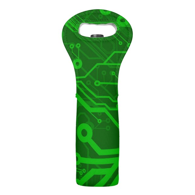 Green Printed Circuit Board Pattern Wine Bag (Front)