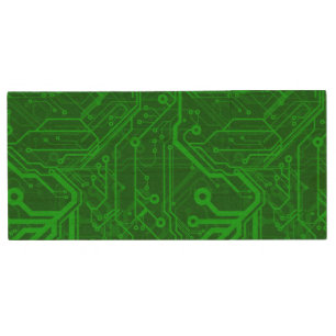 Green Printed Circuit Board Pattern Wood USB Flash Drive
