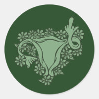 Green Pro-Choice Protest Middle Finger Uterus