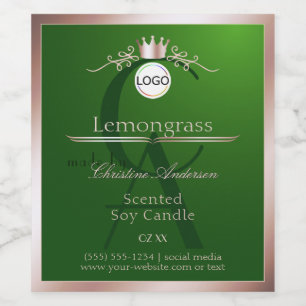 Green Product Label Rose Gold Frame Logo Monogram