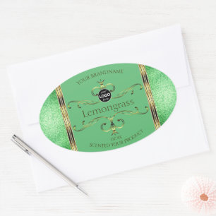 Green Product Labels Ornate Faux Gold Decor Logo