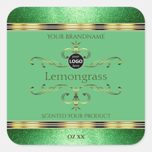 Green Product Labels Ornate Faux Gold Decor Logo