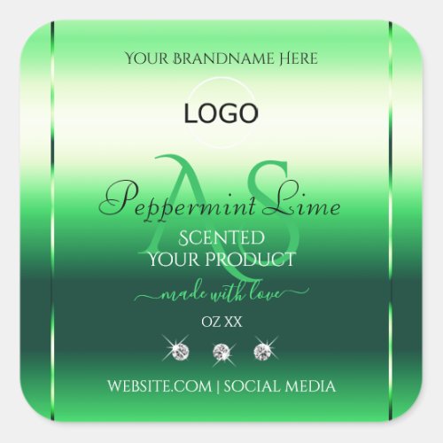 Green Product Labels Rhinestones Monogram and Logo