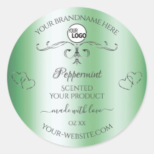 Green Product Labels Vintage Silver Ornate Logo