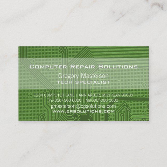 Green Professional Circuit Business Card (Front)