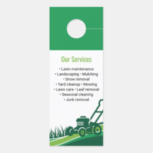Green Professional Lawn Care Landscaping Mowing Door Hanger