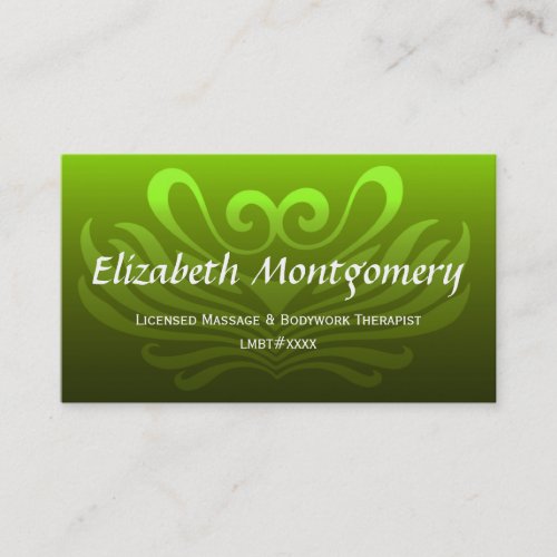 Green Professional Massage Therapy Business Card