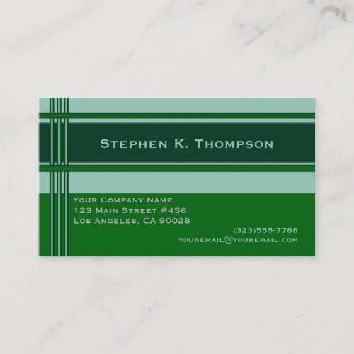 Green Professional Stripes Block Business Card