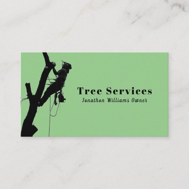 Green Professional Tree Trimming Service Business Card (Front)