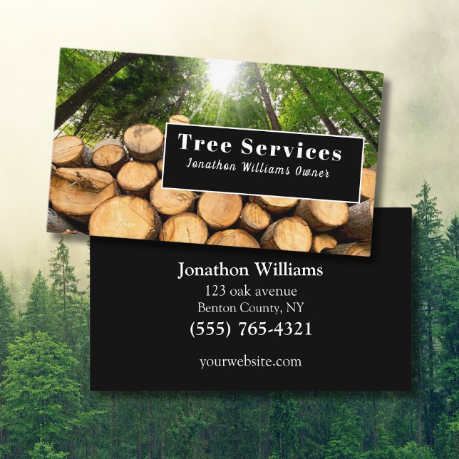 Green Professional Tree Trimming Service Business Card (Creator Uploaded)