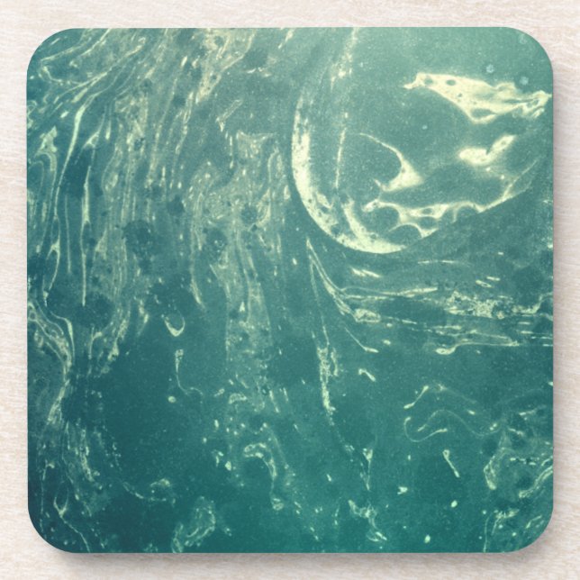 Green Psychedelic Paper Beverage Coaster (Front)