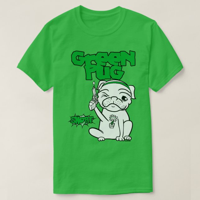 Green pug T-Shirt (Design Front)