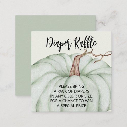 Green Pumpkin Baby Shower Diaper Raffle Enclosure Card