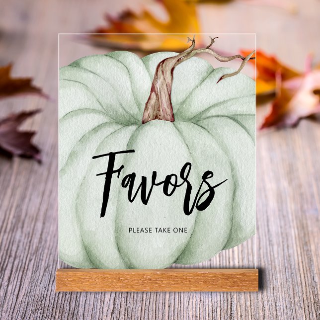 Green Pumpkin Baby Shower Favors Acrylic Sign (Green Pumpkin Baby Shower Favors Clear Acrylic Tabletop Sign)