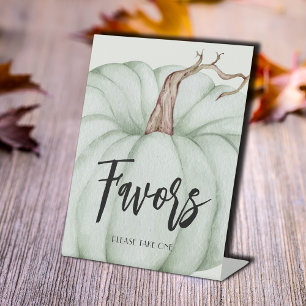 Green Pumpkin Baby Shower Favors Pedestal Sign