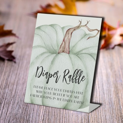 Green Pumpkin Diaper Raffle Baby Shower Pedestal Sign