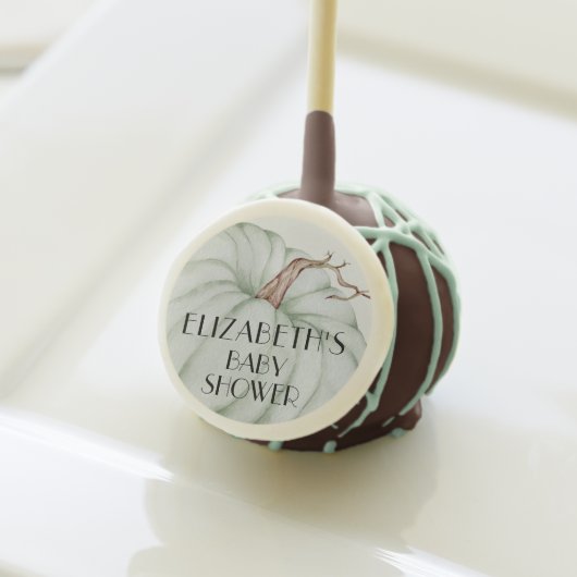 Green Pumpkin Fall Baby Shower Cake Pops (Front Insitu)