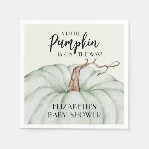 Green Pumpkin Fall Baby Shower Napkins