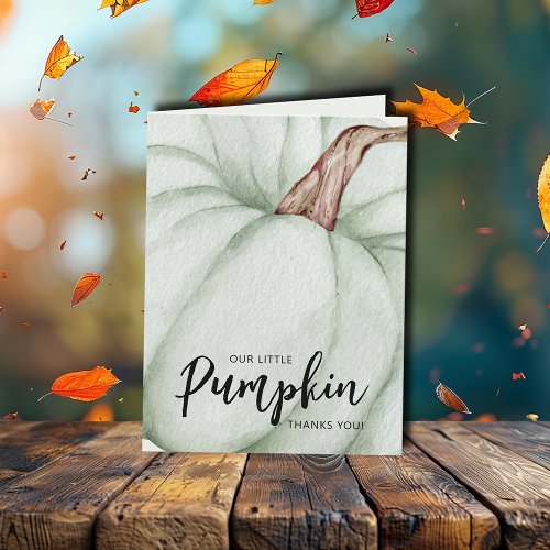 Green Pumpkin Fall Baby Shower Thank You Card