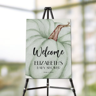 Green Pumpkin Fall Baby Shower Welcome Foam Board