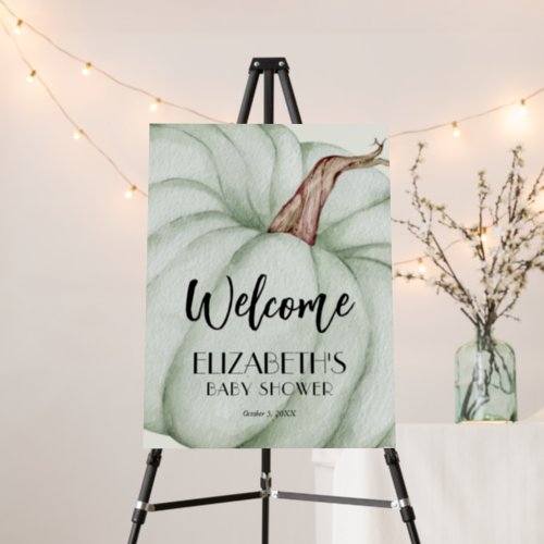 Green Pumpkin Fall Baby Shower Welcome Foam Board