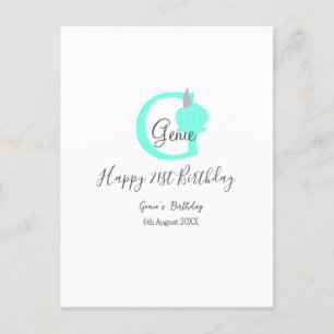 Green pumpkin fall birthday 21st gray pastel holiday postcard