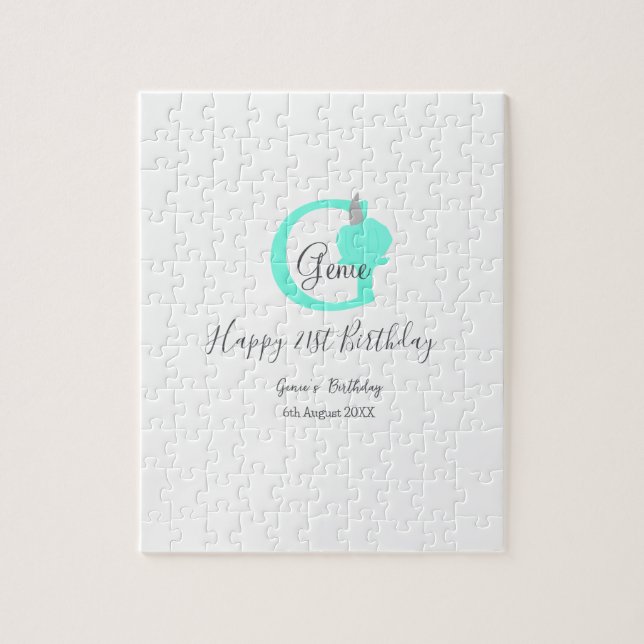 Green pumpkin fall birthday 21st gray pastel jigsaw puzzle (Vertical)