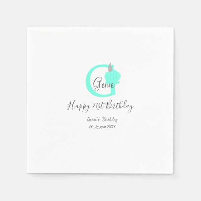 Green pumpkin fall birthday 21st gray pastel napkins (Front)
