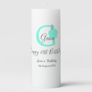 Green pumpkin fall birthday 21st gray pastel pillar candle