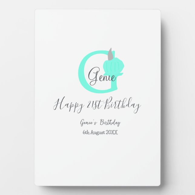 Green pumpkin fall birthday 21st gray pastel plaque (Front)