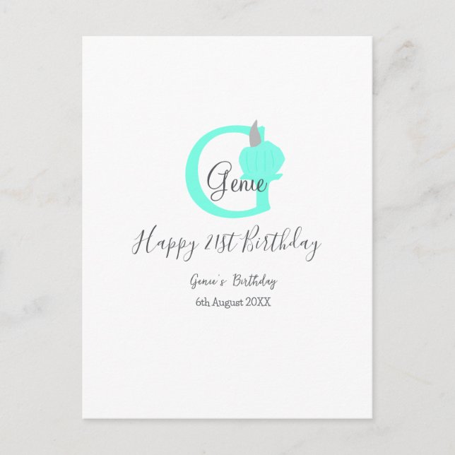 Green pumpkin fall birthday 21st gray pastel postcard (Front)