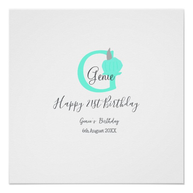 Green pumpkin fall birthday 21st gray pastel poster (Front)