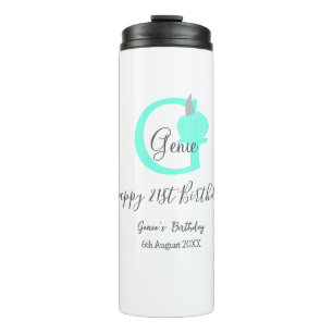 Green pumpkin fall birthday 21st gray pastel thermal tumbler