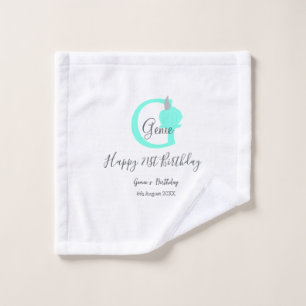 Green pumpkin fall birthday 21st gray pastel wash cloth