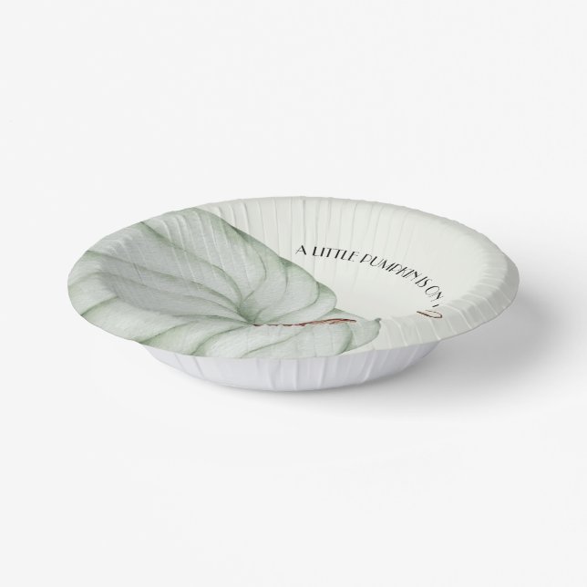 Green Pumpkin Gender Neutral Baby Shower Paper Bowls