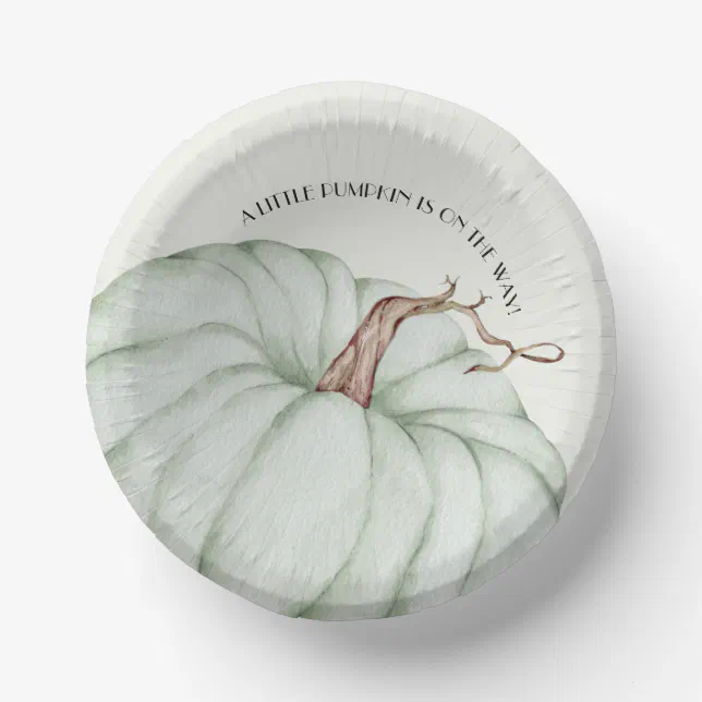 Green Pumpkin Gender Neutral Baby Shower Paper Bowls