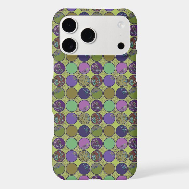 Green Purple Abstract Circle Pattern Iphone Case (Back)