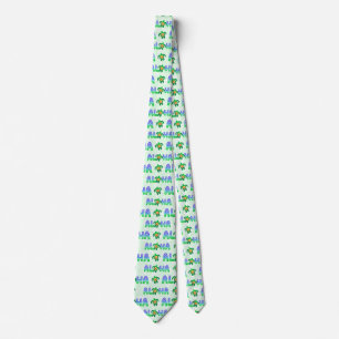 Green Purple Aloha Hawaiian Tropical Turtle Neck Tie